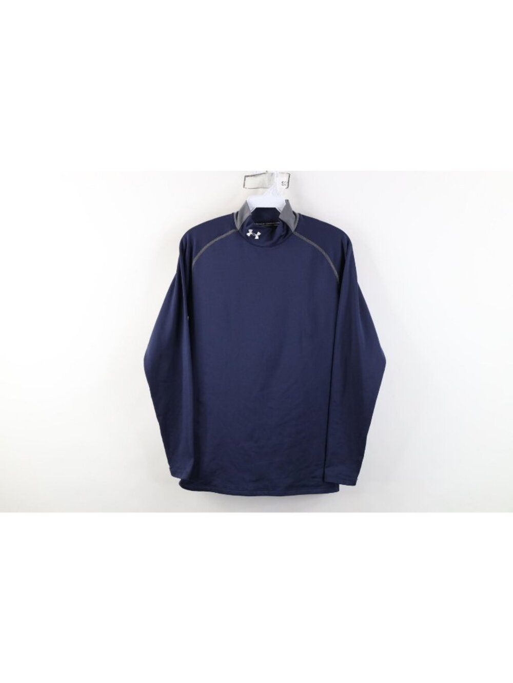 Under Armour Mens Small ColdGear Compression Mock Neck Long Sleeve T-Shirt Blue